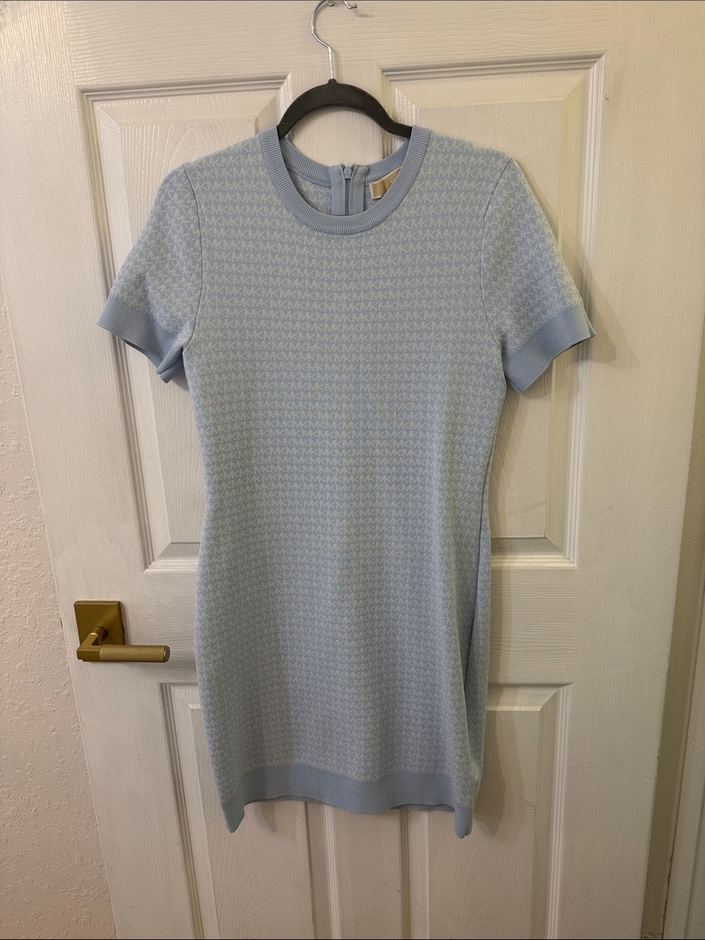 Light Blue Short Sleeve Knit Dress
